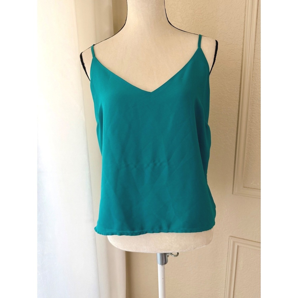 Society + Stitch Teal Green V-Neck Cami Tank Top Adjustable Straps Size M